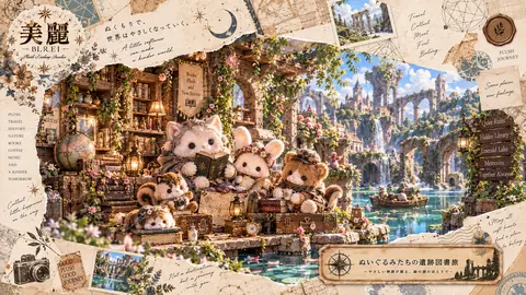 ぬいぐるみたちの緑湖遺跡図書旅 thumbnail