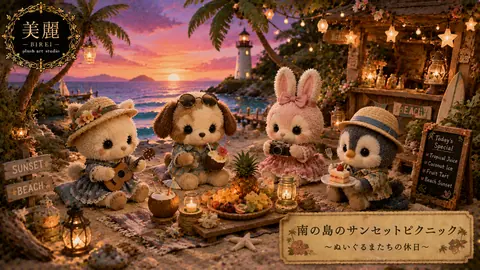 ぬいぐるみたちの南国サンセットピクニック thumbnail