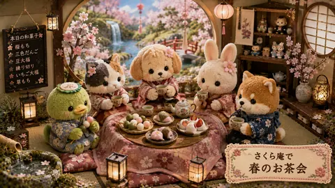 桜庵で春のぬいぐるみ茶会 thumbnail