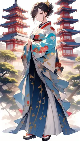 着物女性フラットイラスト AI Art Preview 009 thumbnail