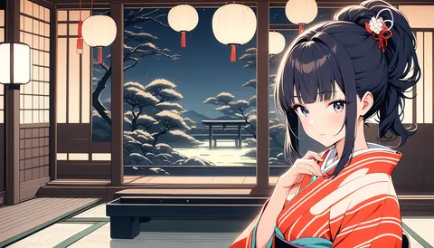着物女性フラットイラスト AI Art Preview 073 thumbnail