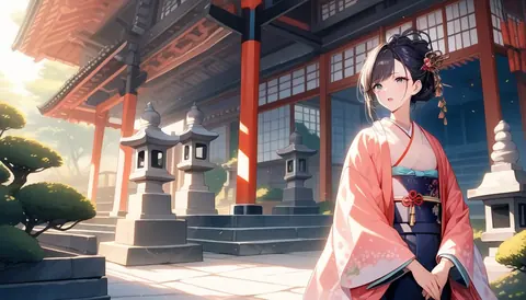 着物女性フラットイラスト AI Art Preview 100 thumbnail