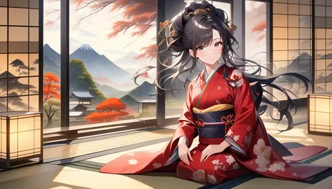 着物女性フラットイラスト AI Art Preview 115 thumbnail