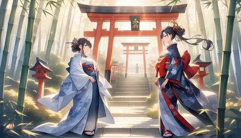 着物女性フラットイラスト AI Art Preview 121 thumbnail