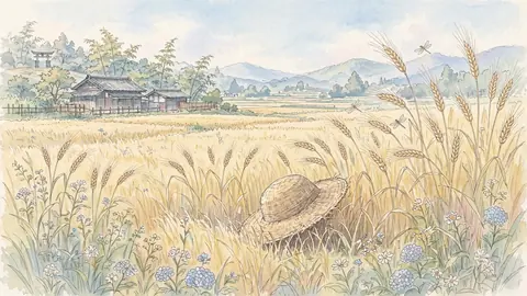 麦わら帽子と麦畑 thumbnail