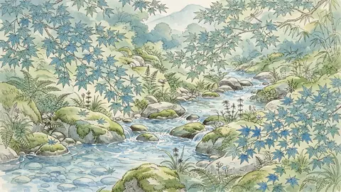 苔むした岩の間を冷たい清流 thumbnail