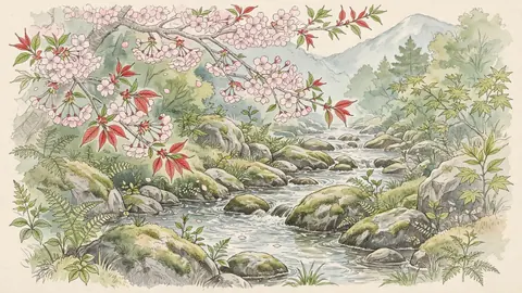 山桜と渓流 thumbnail