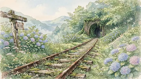 廃線跡と緑の夏 thumbnail