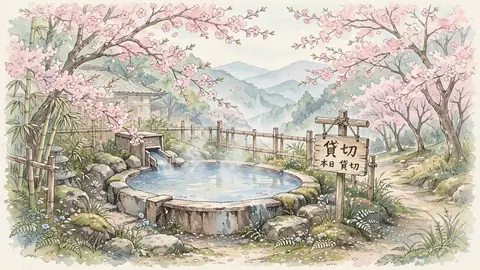 桜並木の露天風呂 thumbnail