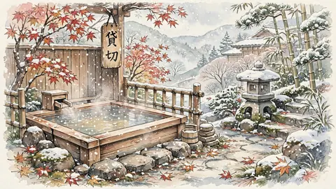 雪の露天風呂と貸切札 thumbnail