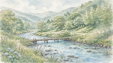 里山の川と沈下橋 thumbnail