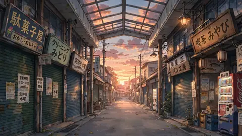 empty_shotengai_sunset thumbnail
