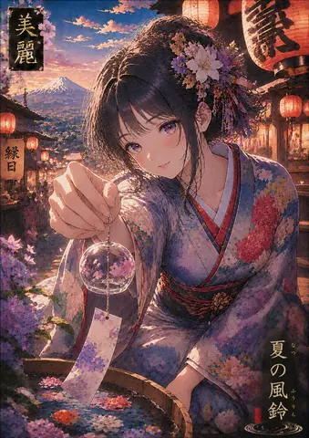 夏祭りの風鈴と麗しき少女 thumbnail