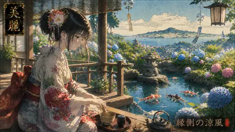 縁側の涼風と茶のひととき thumbnail
