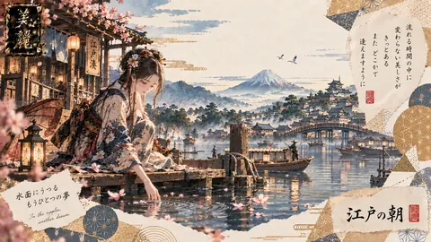 江戸の朝、桜に映る夢 thumbnail