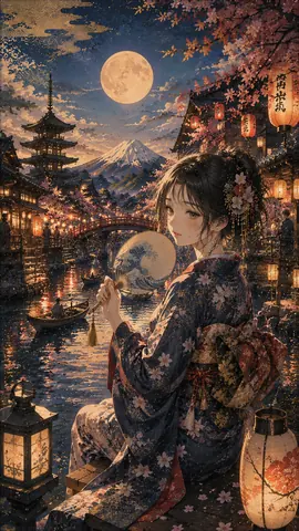 月灯りの水都 ― 宵桜と富嶽 thumbnail