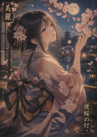 月夜に咲く夜桜の美麗 thumbnail
