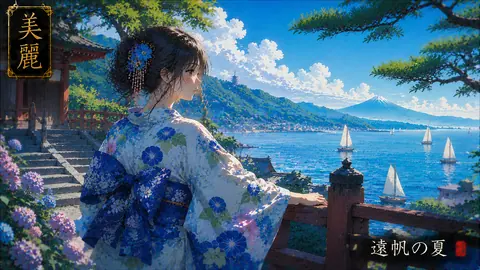 美麗、海を望む夏の縁側 thumbnail