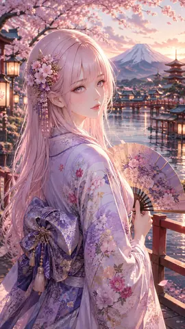 桜舞う寺庭の舞扇姫 thumbnail