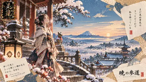 雪寺の暁、彼方への参道 thumbnail