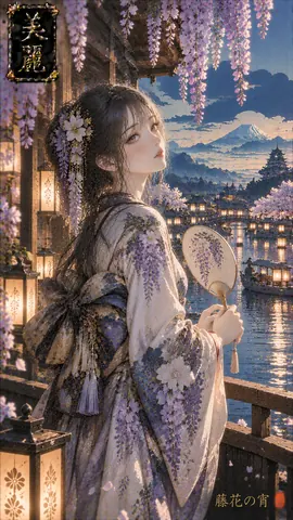 藤花の宵、灯籠の水辺 thumbnail