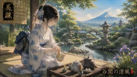美麗な茶会と富士を望む庭園 thumbnail