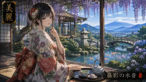 藤の庭園、静寂の茶屋 thumbnail