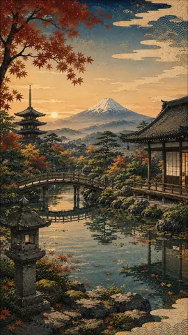 秋映富嶽 ― 水鏡の夕庭 thumbnail