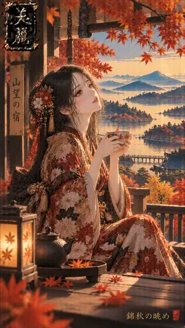 錦秋の眺め、茶香る縁側 thumbnail