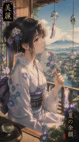 風鈴響く夏、富士を望む浴衣姿 thumbnail