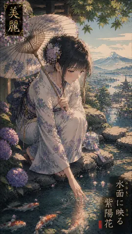 水辺に佇む紫陽花美人 thumbnail