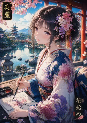 桜庭で描く美麗な花始め thumbnail