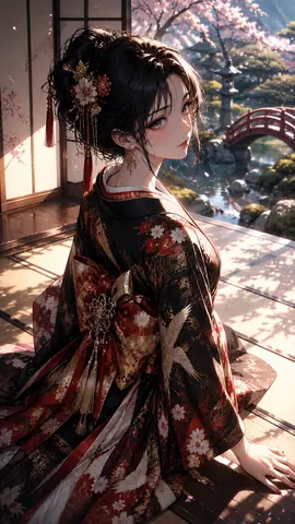 陽光と桜の庭園に佇む令嬢 thumbnail
