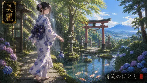 清流と花咲く神社の小径 thumbnail