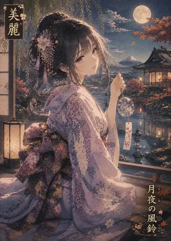 月夜の風鈴と秋庭園 thumbnail