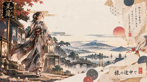 秋色の旅路と湖景 thumbnail