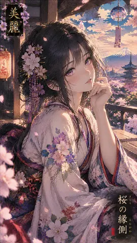 桜舞う縁側の夢見美人 thumbnail