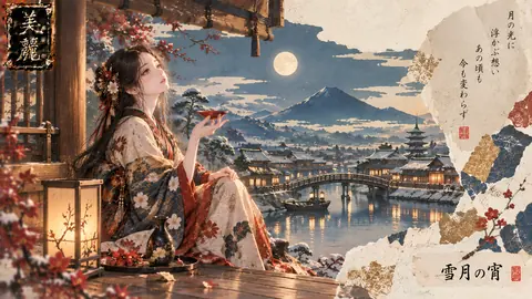 雪月の宵、月光に浮かぶ想い thumbnail