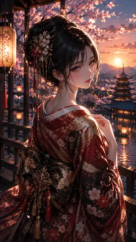 夕映えの桜と花簪の姫 thumbnail