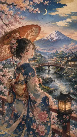 富士山の見える桜橋の令嬢 thumbnail