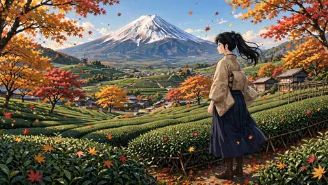 Japanese women and the scenery / 日本女性と景色のAIアートプレビュー