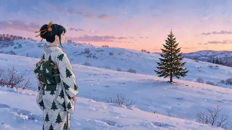 冬の美瑛、クリスマスツリーの丘 thumbnail