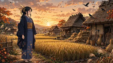 秋の収穫時の農村 thumbnail