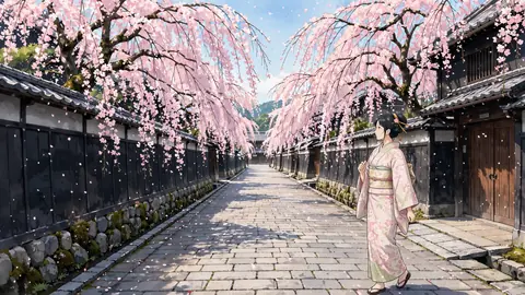 春の角館の武家屋敷通り thumbnail