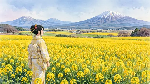 春の藤原京の菜の花畑 thumbnail