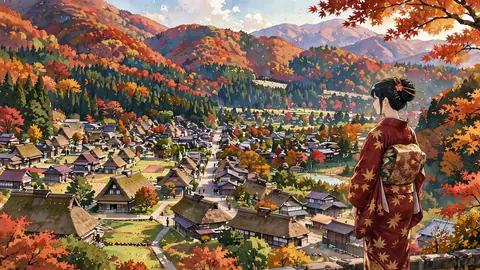 秋の大内宿 thumbnail