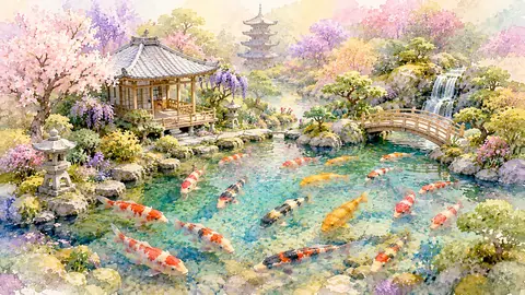 錦鯉が泳ぐ夢の日本庭園 thumbnail