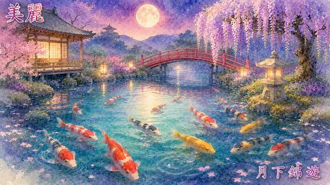 月下の錦鯉庭園 thumbnail