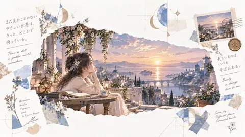 黄昏の湖畔テラスと優しい世界 thumbnail