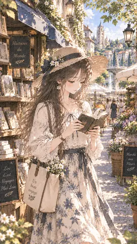 花市場を歩く読書の旅人 thumbnail